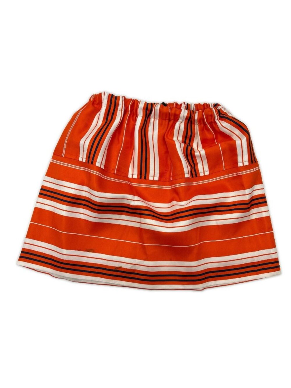 Louis Vuitton Orange Multi Border Silk Waist Togo Mini Skirt 34